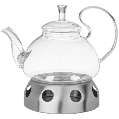 Чайник заварочный с фильтром из нжс и подставкой для подогрева 800 мл (кор=18 набор.) AGNESS 887-255