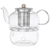 Чайник заварочный с фильтром из нжс и стекл. подставкой для подогрева 800 мл (кор=24набор.) AGNESS 887-257