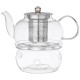 Чайник заварочный с фильтром из нжс и стекл. подставкой для подогрева 800 мл (кор=24набор.) AGNESS 887-257