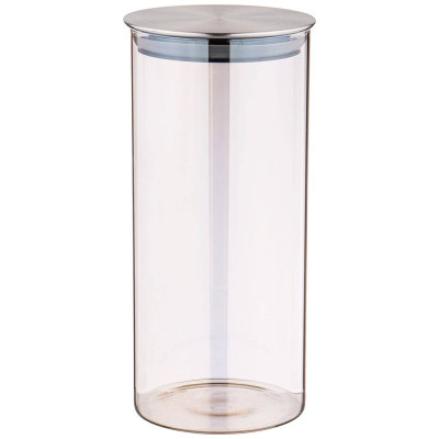 Емкость для сыпучих продуктов "SMOKY" 1700 мл диаметр=9,5 см. высота=27 см цвет:дымчатый AGNESS 889-107