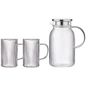 Набор "HIGH-TECH" кувшин с крышкой фильтром 1600 мл + 2 кружки 320 мл цвет:прозрачный AGNESS 889-150