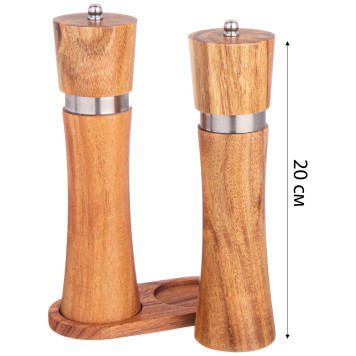 Набор мельниц для специй из 2х шт. на подставке акация 14х7х21,5 см AGNESS 897-115-1