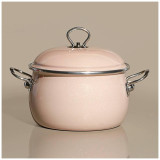 Кастрюля эмалир.с крышкой с эффектом металлик серия "DELUXE" цв:розовый 3.9 л. 20х13 см AGNESS 901-097