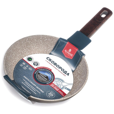 Сковорода с антипригарным покрытием pfluon marble, 20*4,5 см AGNESS 902-110-5