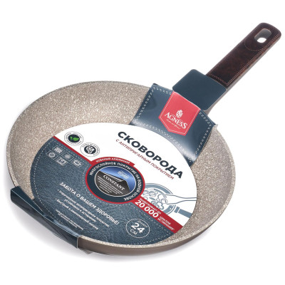 Сковорода с антипригарным покрытием pfluon marble, 24*4,8 см AGNESS 902-111-5