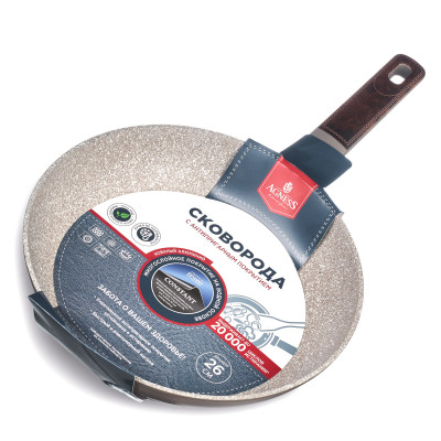 Сковорода с антипригарным покрытием pfluon marble, 26*5 см AGNESS 902-112-4