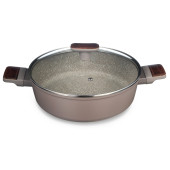 Сотейник со стекл. крышкой и антипригарным покрытием pfluon marble, 26*7,5 см AGNESS 902-115