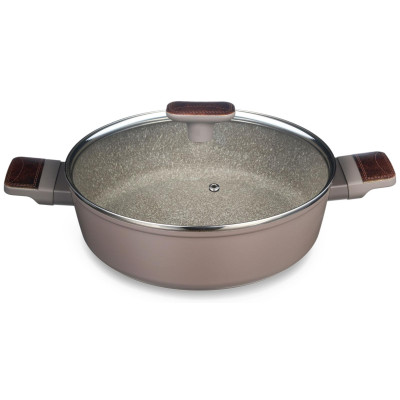 Сотейник со стекл. крышкой и антипригарным покрытием pfluon marble, 26*7,5 см AGNESS 902-115