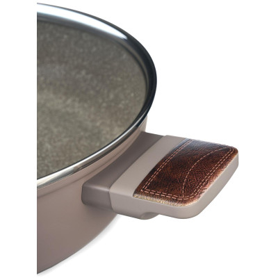 Сотейник со стекл. крышкой и антипригарным покрытием pfluon marble, 26*7,5 см AGNESS 902-115-4