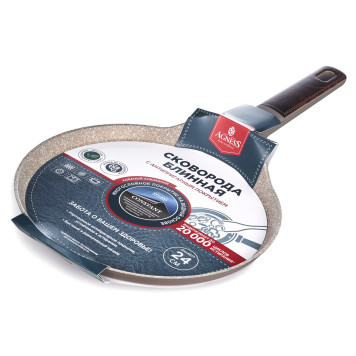 Сковорода блинная с антипригарным покрытием pfluon marble, 24*4,3 см AGNESS 902-117-3