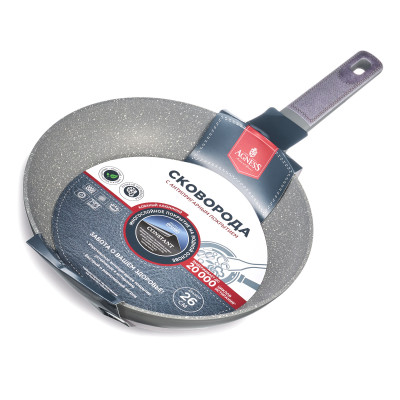 Сковорода с антипригарным покрытием pfluon marble, 26*5 см AGNESS 902-122-4