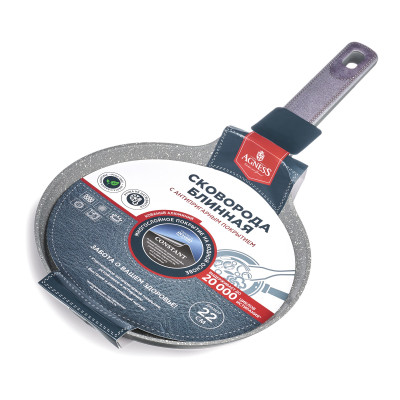 Сковорода блинная с антипригарным покрытием pfluon marble, 22*4,3 см AGNESS 902-124-5