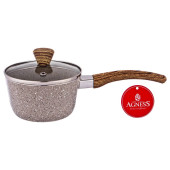 Ковшик "АРКТИК" антип. покр. ручка soft touch и стекл. крышкой 600 мл 12*6 см AGNESS 906-239