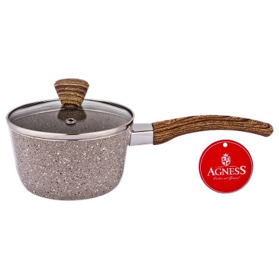 Ковшик "АРКТИК" антип. покр. ручка soft touch и стекл. крышкой 600 мл 12*6 см AGNESS 906-239