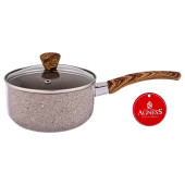 Ковшик "АРКТИК" антип. покр. ручка soft touch и стекл. крышкой 1000 мл (кор=24шт.) 14*7 см AGNESS 906-243