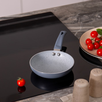 Сковорода порц. "BLACK MARBLE" с ант.мрам. покр. 14*3 см без уп.(кор=24шт.) AGNESS 906-257