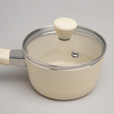 Ковшик антип. покр. ручка soft touch и стекл. крышкой 600 мл 12*6 см AGNESS 906-258-2