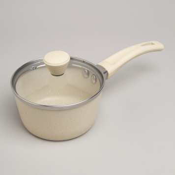 Ковшик антип. покр. ручка soft touch и стекл. крышкой 600 мл 12*6 см AGNESS 906-258-3