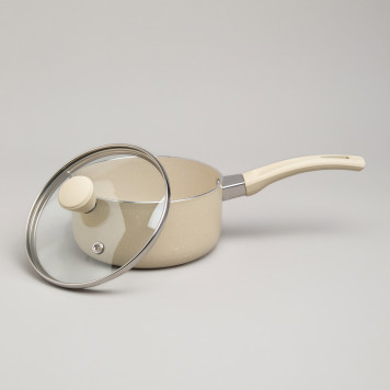 Ковшик антип. покр. ручка soft touch и стекл. крышкой 1000 мл 14*7 см AGNESS 906-259-1