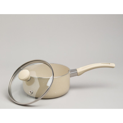 Ковшик антип. покр. ручка soft touch и стекл. крышкой 1000 мл 14*7 см AGNESS 906-259-1