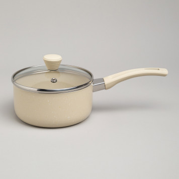 Ковшик антип. покр. ручка soft touch и стекл. крышкой 1000 мл 14*7 см AGNESS 906-259