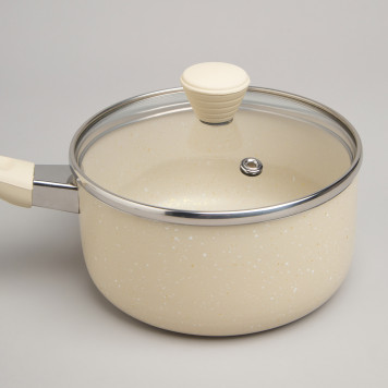 Ковшик антип. покр. ручка soft touch и стекл. крышкой 1000 мл 14*7 см AGNESS 906-259-4