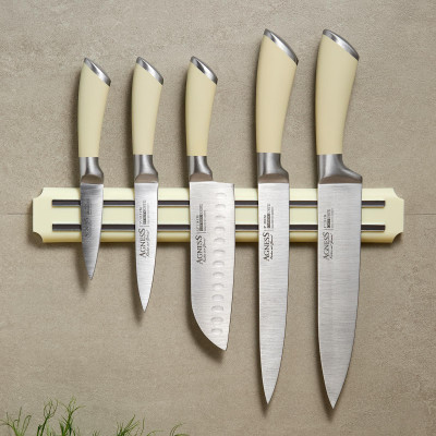 Набор ножей 6 пр.с магнитным держателем и ручкой из нерж.стали (кор=6набор.) AGNESS 911-041