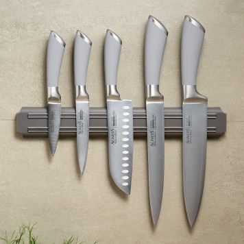 Набор ножей "МОНБЛАН" 6 пр.с магнитным держателем и ручкой из нерж.стали AGNESS 911-042