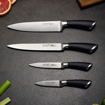 Набор ножей 5 пр.с магнитным держателем и ручкой из нерж.стали AGNESS 911-045-1