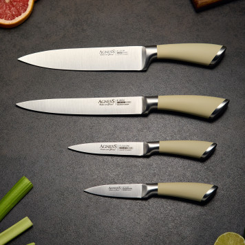 Набор ножей 5 пр.с магнитным держателем и ручкой из нерж.стали AGNESS 911-047-1
