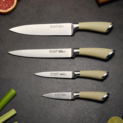 Набор ножей 5 пр.с магнитным держателем и ручкой из нерж.стали AGNESS 911-047-1