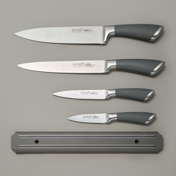 Набор ножей 5 пр.с магнитным держателем и ручкой из нерж.стали AGNESS 911-048-2