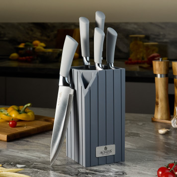 Набор ножей на пластиковой подставке, 6 предметов AGNESS 911-487