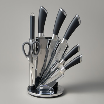 Набор ножей нжс на пластиковой вращающейся подставке 8 пр. (кор=6набор.) AGNESS 911-500-2