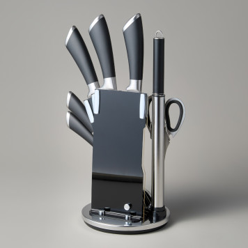 Набор ножей нжс на пластиковой вращающейся подставке 8 пр. (кор=6набор.) AGNESS 911-500-3