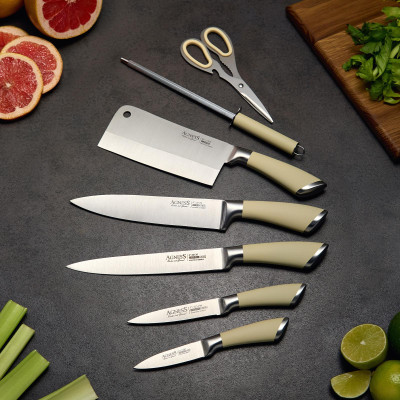 Набор ножей нжс на пластиковой вращающейся подставке 8 пр. (кор=6набор.) AGNESS 911-502-1