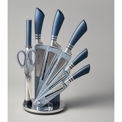 Набор ножей с ножницами и мусатом на пластиковой подставке, 8 предметов (кор=6набор.) AGNESS 911-642-2