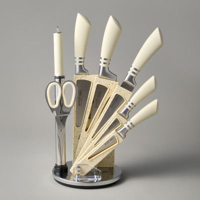 Набор ножей с ножницами и мусатом на пластиковой подставке, 8 предметов (кор=6набор.) AGNESS 911-644-2