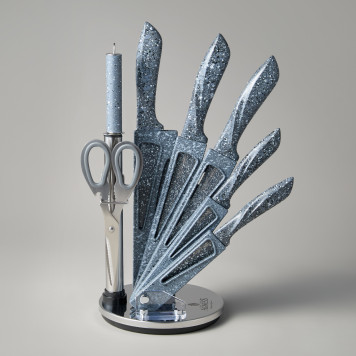 Набор ножей "МОНБЛАН" с ножницами и мусатом на пластиковой подставке, 8 предметов AGNESS 911-673-2