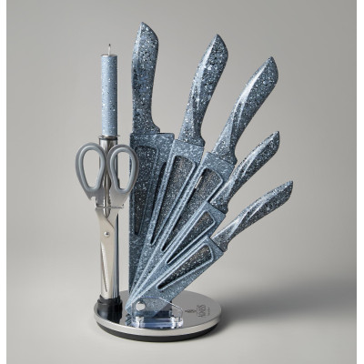 Набор ножей "МОНБЛАН" с ножницами и мусатом на пластиковой подставке, 8 предметов AGNESS 911-673-2