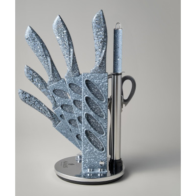 Набор ножей "МОНБЛАН" с ножницами и мусатом на пластиковой подставке, 8 предметов AGNESS 911-673-3