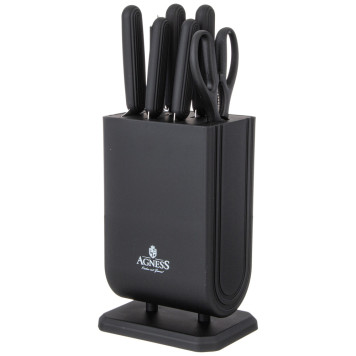 Набор ножей с ножницами и мусатом на пластиковой подставке, 8 предметов AGNESS 911-741-1