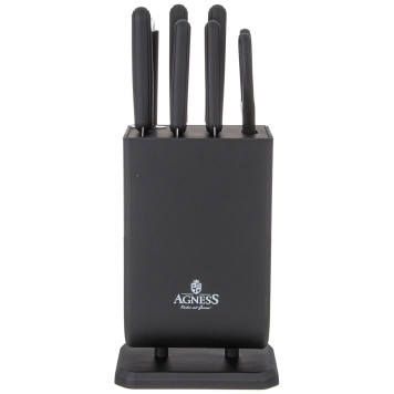 Набор ножей с ножницами и мусатом на пластиковой подставке, 8 предметов AGNESS 911-741