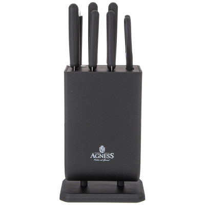 Набор ножей с ножницами и мусатом на пластиковой подставке, 8 предметов AGNESS 911-741