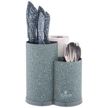 Подставка для ножей универсальная c держателем для полотенец, высота: 25*22*16см AGNESS 911-751-1