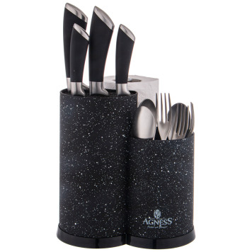 Подставка для ножей универсальная c держателем для полотенец, высота: 25*22*16см AGNESS 911-752-1