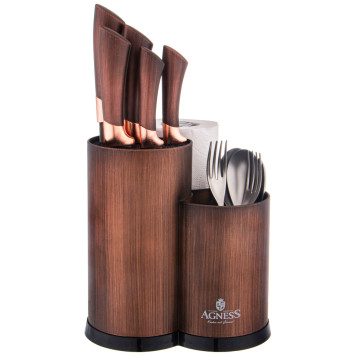 Подставка для ножей универсальная c держателем для полотенец, высота: 25*22*16см AGNESS 911-753-1