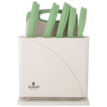 Набор ножей нжс на пластиковой подставке и разделочная доска, 7 пр. AGNESS 911-763