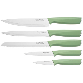 Набор ножей нжс на пластиковой подставке и разделочная доска, 7 пр. AGNESS 911-763-3