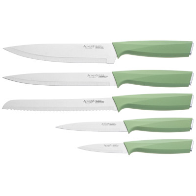 Набор ножей нжс на пластиковой подставке и разделочная доска, 7 пр. AGNESS 911-763-3